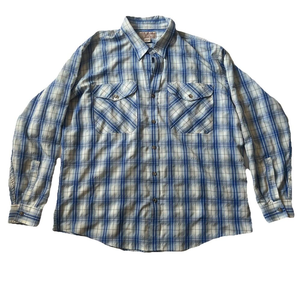 CC Filson Co Long Sleeve Button Up Shirt Mens XXL Fishing Plaid Vintage Roll Tab